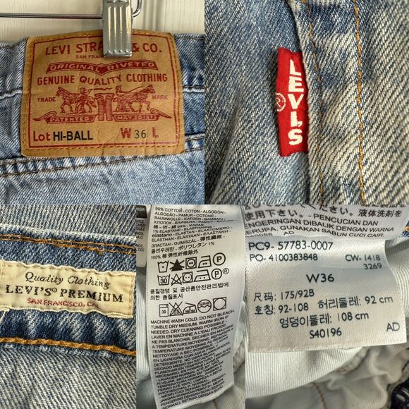 Levi's Premium Men's Hi-Ball Jeans Ripped & Distressed Light Wash Size 36 - Picture 5 of 11